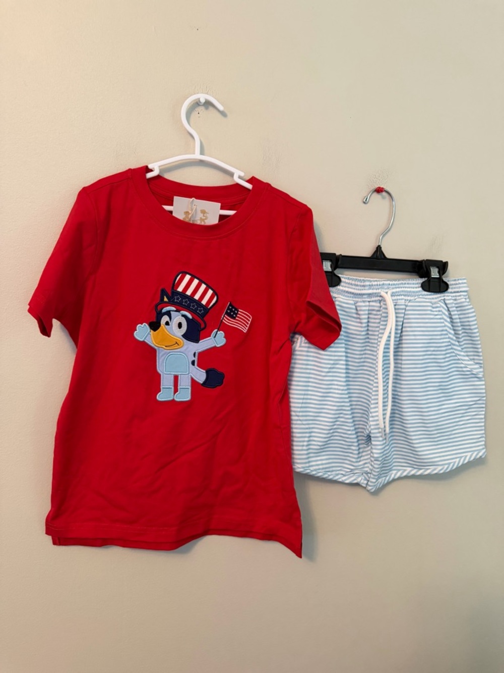 Busy Bees Smocks American Flag Bluey Outfit